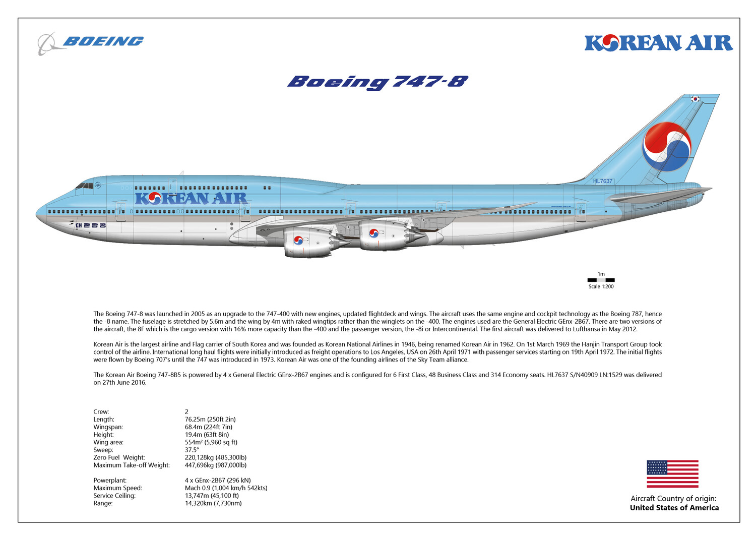 Boeing 747-8 of Korean Air - Layout B