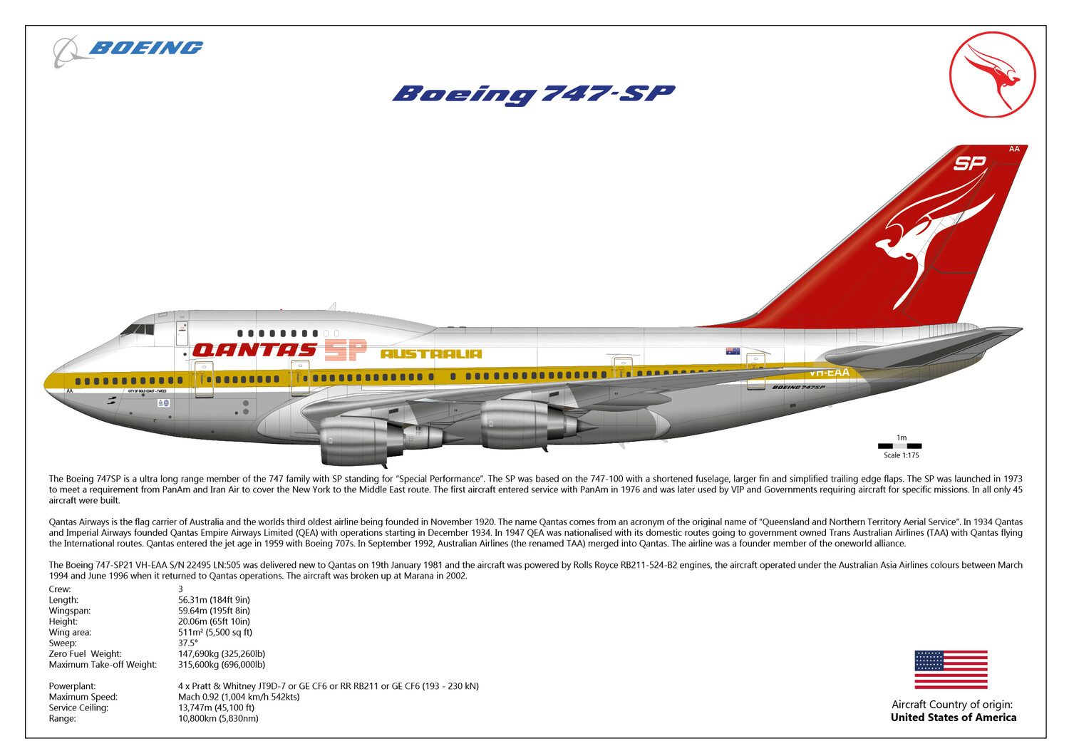 Boeing 747SP of Qantas - Layout B