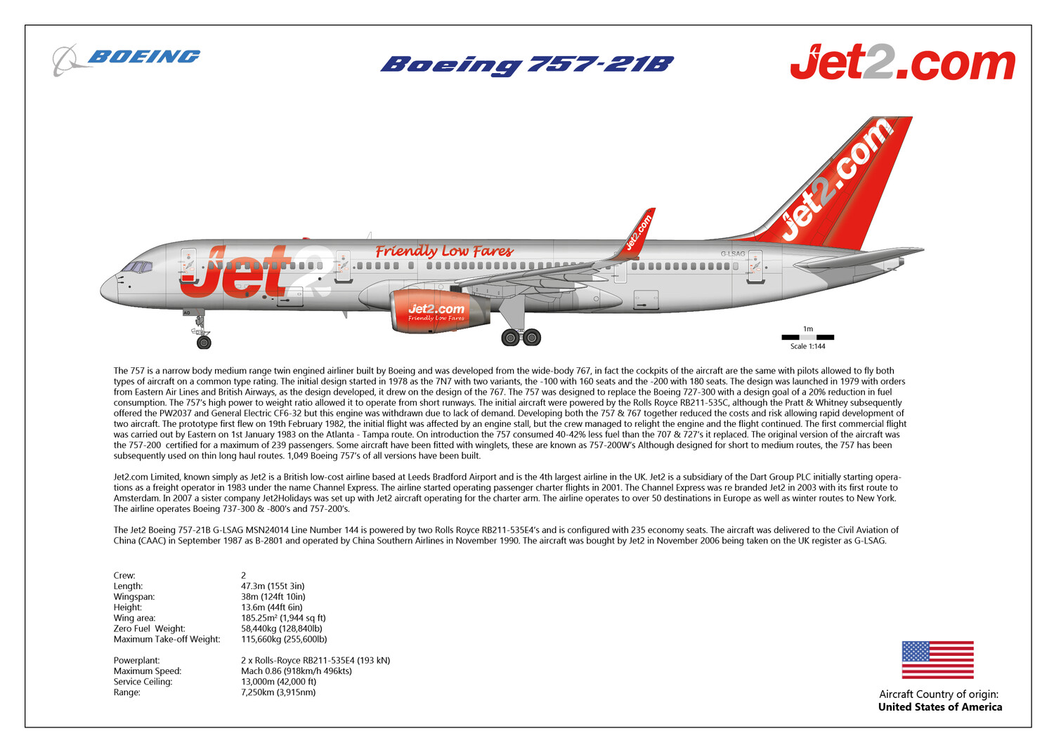 Boeing 757 of Jet2 - Layout B