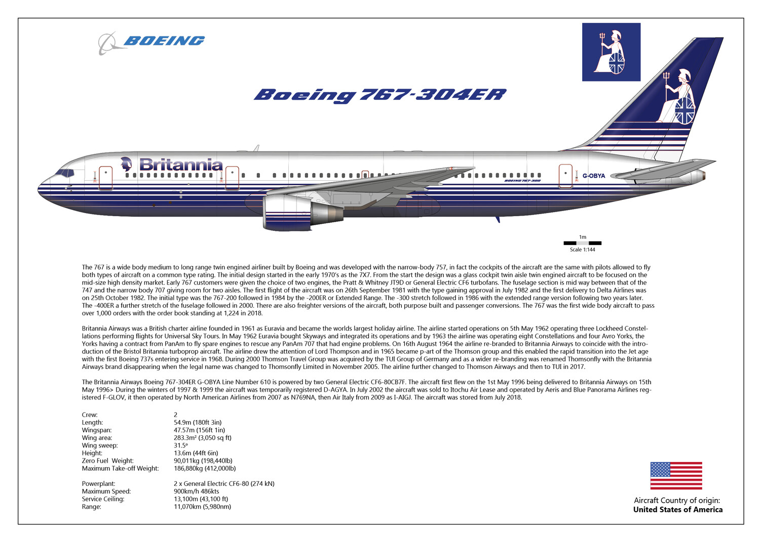 Boeing 767-300ER of Britannia Airways - Layout B