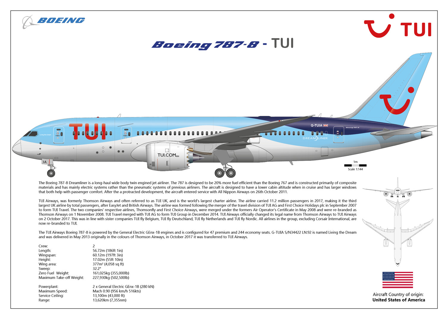 Boeing 787-8 Dreamliner of TUI Airways - Layout B