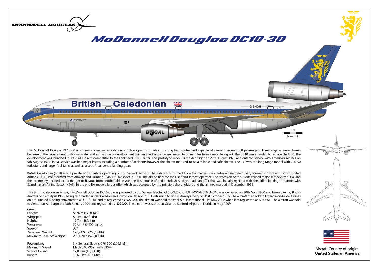 McDonnel Douglas DC10-30 of Caledonian Airways