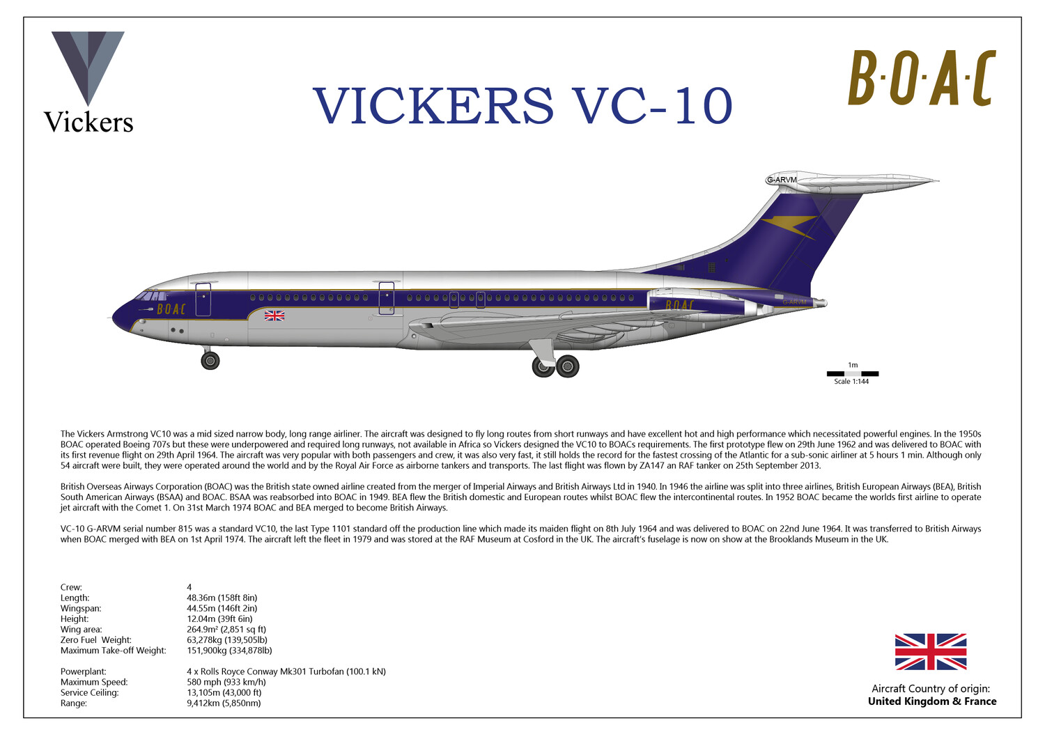 Vickers VC10 G-ARVM of BOAC - Layout B