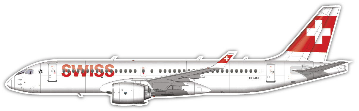 Airbus A220-300 of Swiss International - Vinyl Sticker