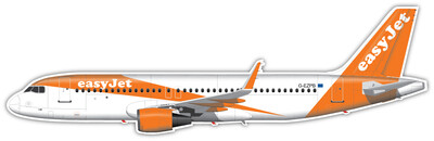 Airbus A320 of easyJet G-EZPB - Vinyl Sticker