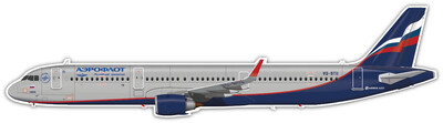Airbus A321 of Aeroflot VQ-BTU - Vinyl Sticker