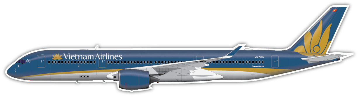 Airbus A350 VN-A887 in Vietnam Airlines livery - Vinyl Sticker