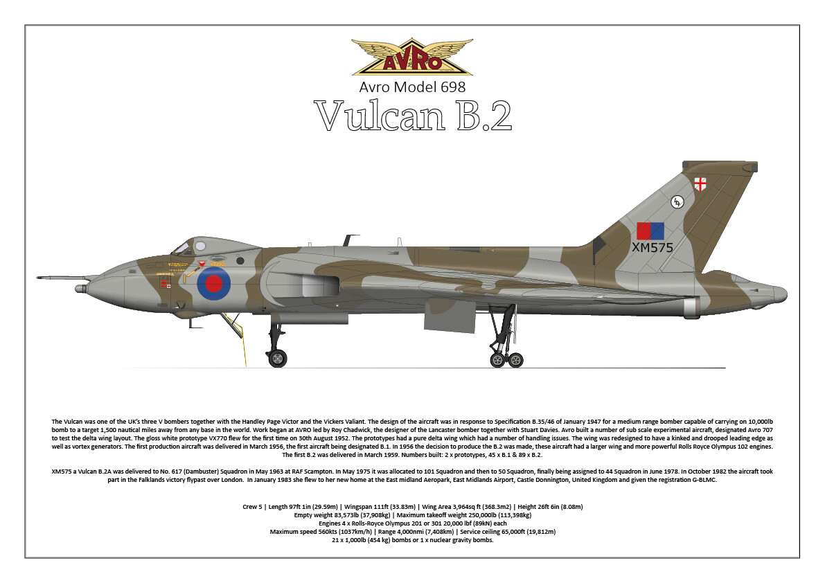Avro Model 698 Vulcan B.2 XM575 print - Digital Download