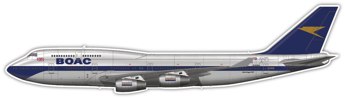 Boeing 747-400 British Airways 100th Anniversary G-BYGC - Vinyl Sticker