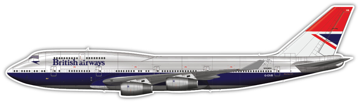 Boeing 747-400 British Airways 100th Anniversary G-CIVB - Vinyl Sticker