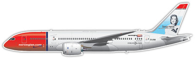 Boeing 787-8 Dreamliner Norwegian Long Haul EI-LNA Sonja Henie - Vinyl Sticker