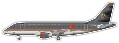 Embraer EJet E175 of Royal Jordanian Airlines JY-EMH - Vinyl Sticker