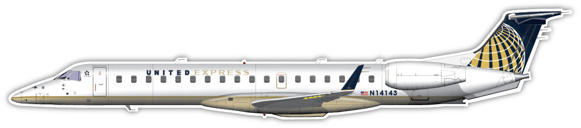 Embraer EMB 145 of United Express - Vinyl Sticker