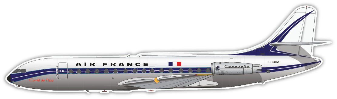 Sud Aviation Caravelle III in Air France Livery - Vinyl Sticker