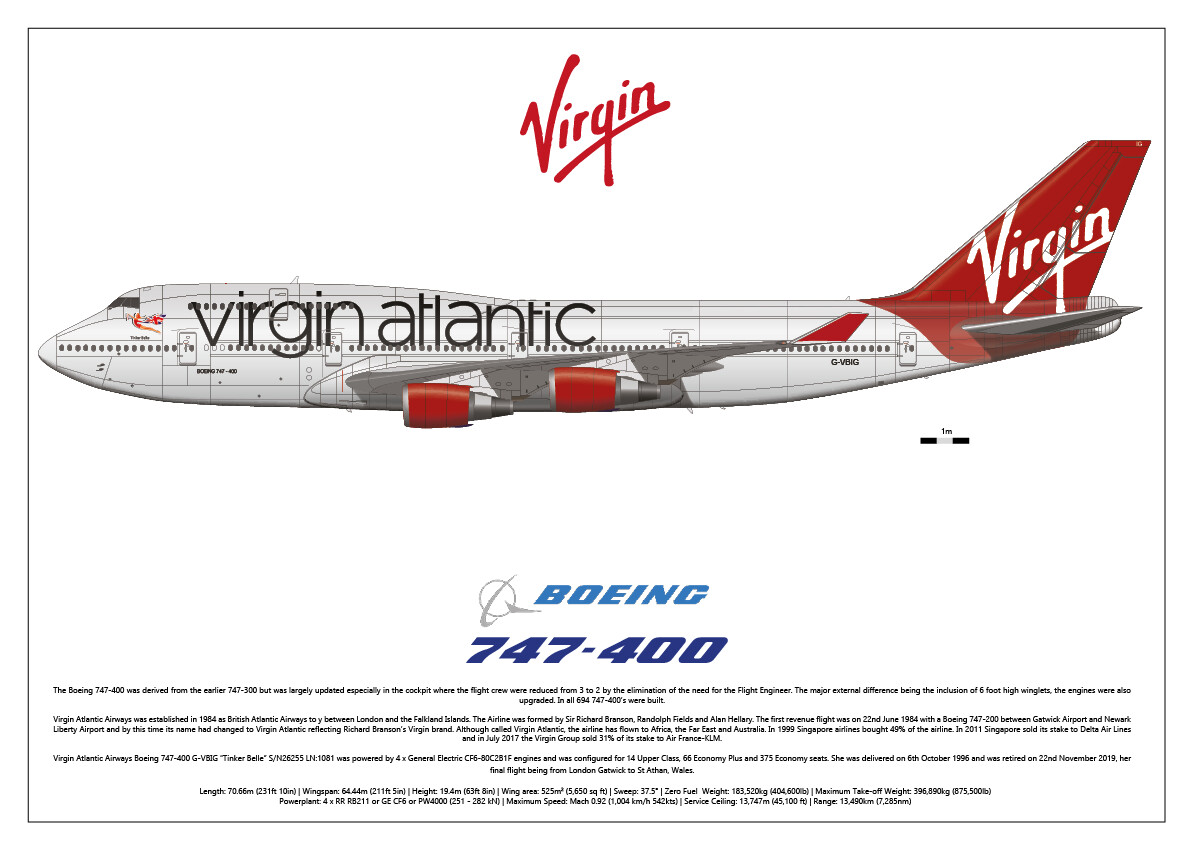 Virgin Atlantic Boeing 747-400 限定版タグ Boeing 747-400 Virgin Atlantic - G-VBIG 
