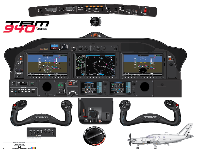 Daher TBM 940 with Garmin G3000 avionics Cockpit Poster - Printed