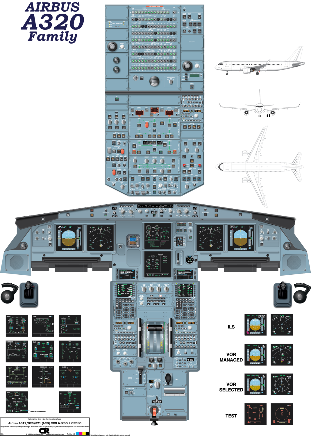 Airbus A320 (CEO v2 & NEO - LCD) Cockpit Poster - Printed