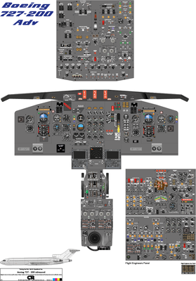 Boeing 727-200 Advanced Cockpit Poster - Printed