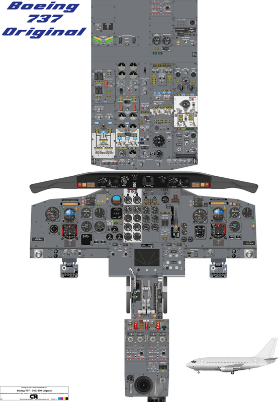 Boeing 737-100/200 &quot;Original&quot; Cockpit Poster - Digital Download