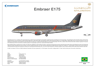 Embraer EJet E175 of Royal Jordanian Airlines JY-EMH