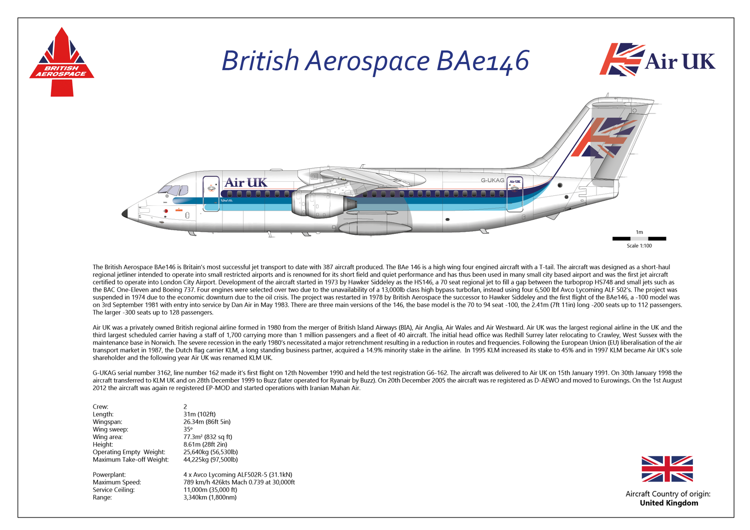 BAe146-300 of Air UK - Layout B