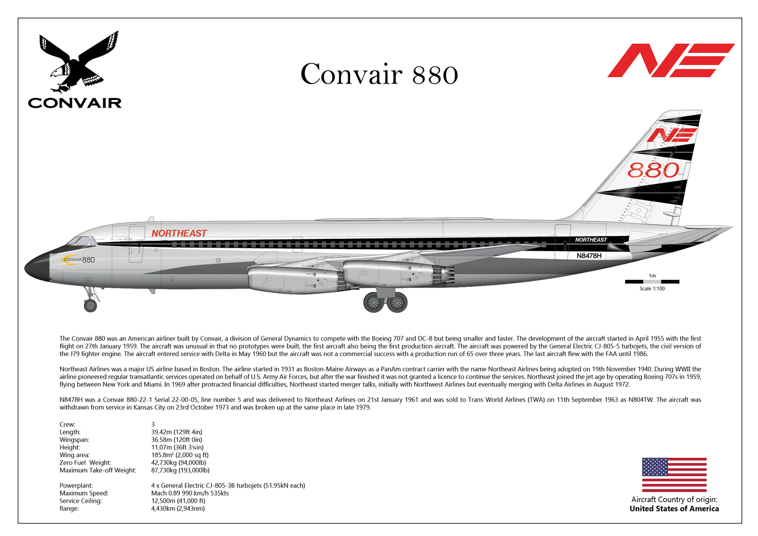 Convair CV880 of Northeast Airlines