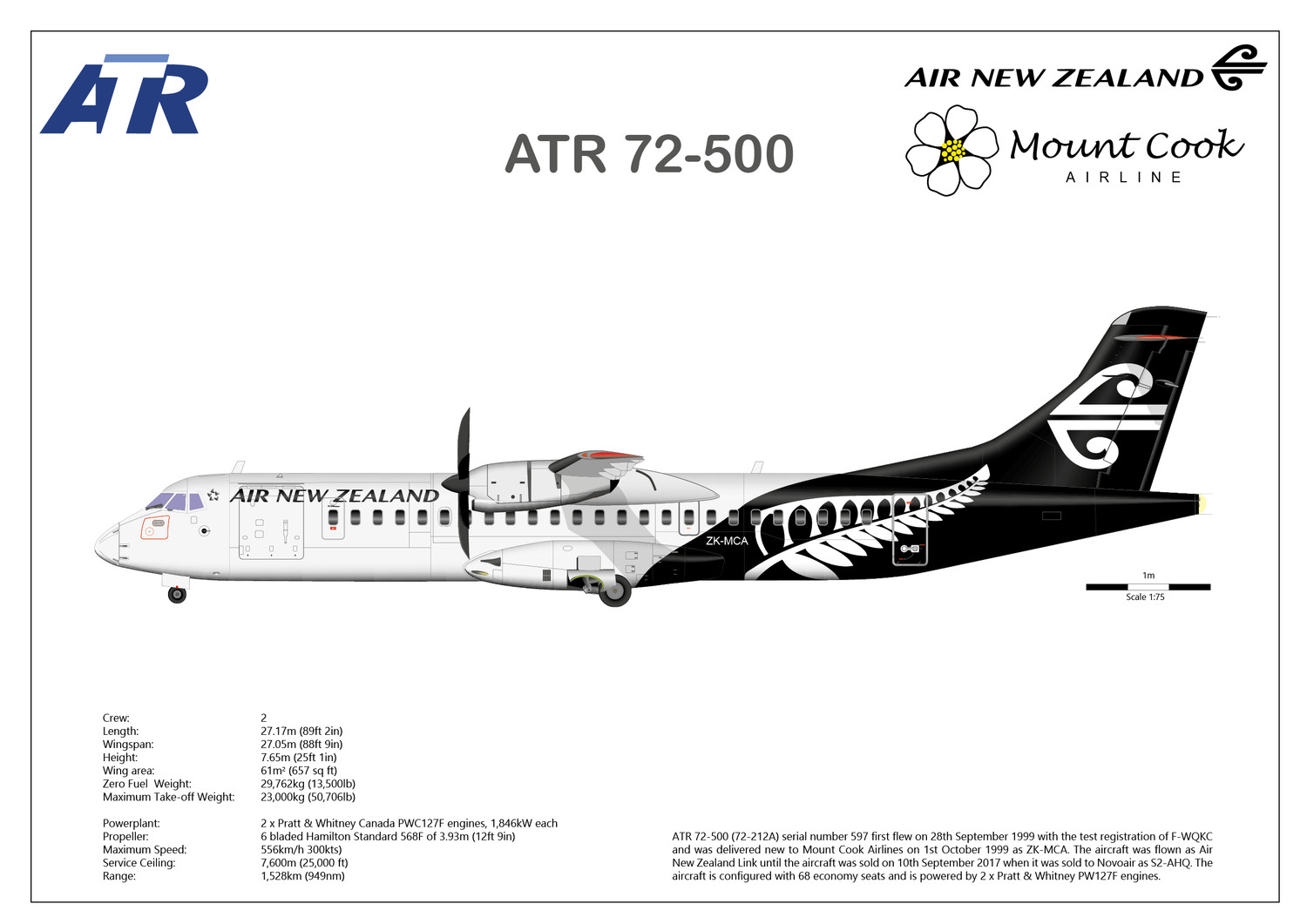 ATR 72 of Air New Zealand - Layout B