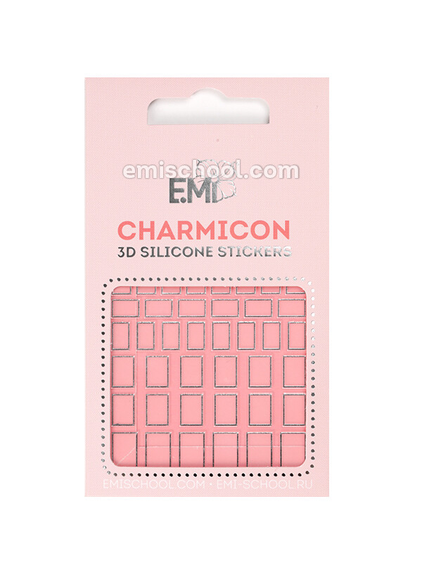 Charmicon 3D Silicone Stickers №112 Квадраты серебро