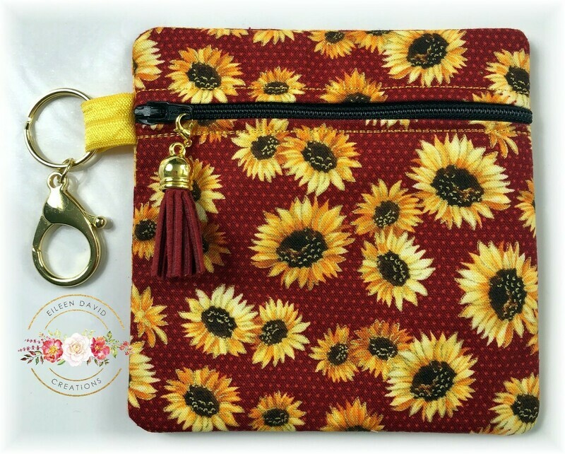 Zipper Bag with Tab &amp; Clasp #2 Sunflowers 1