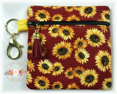 Zipper Bag with Tab &amp; Clasp #2 Sunflowers 1