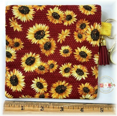 Zipper Bag with Tab &amp; Clasp #2 Sunflowers 1