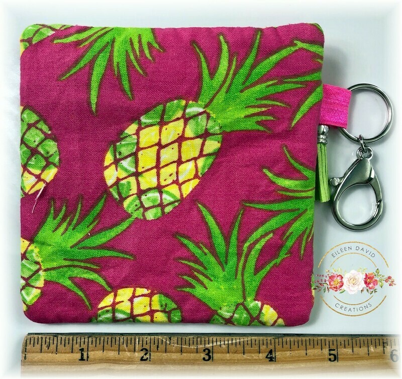 Zipper Bag with Tab &amp; Clasp #3 PINEAPPLES