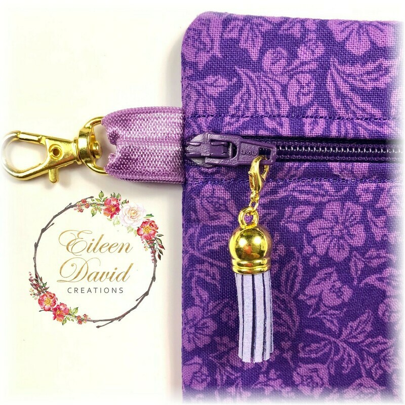 Zipper Bag with Tab &amp; Clasp #7 PRETTY PURPLE