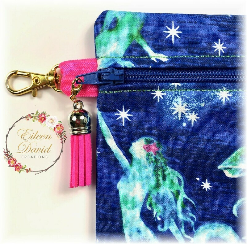 Zipper Bag with Tab &amp; Clasp #6 MERMAIDS