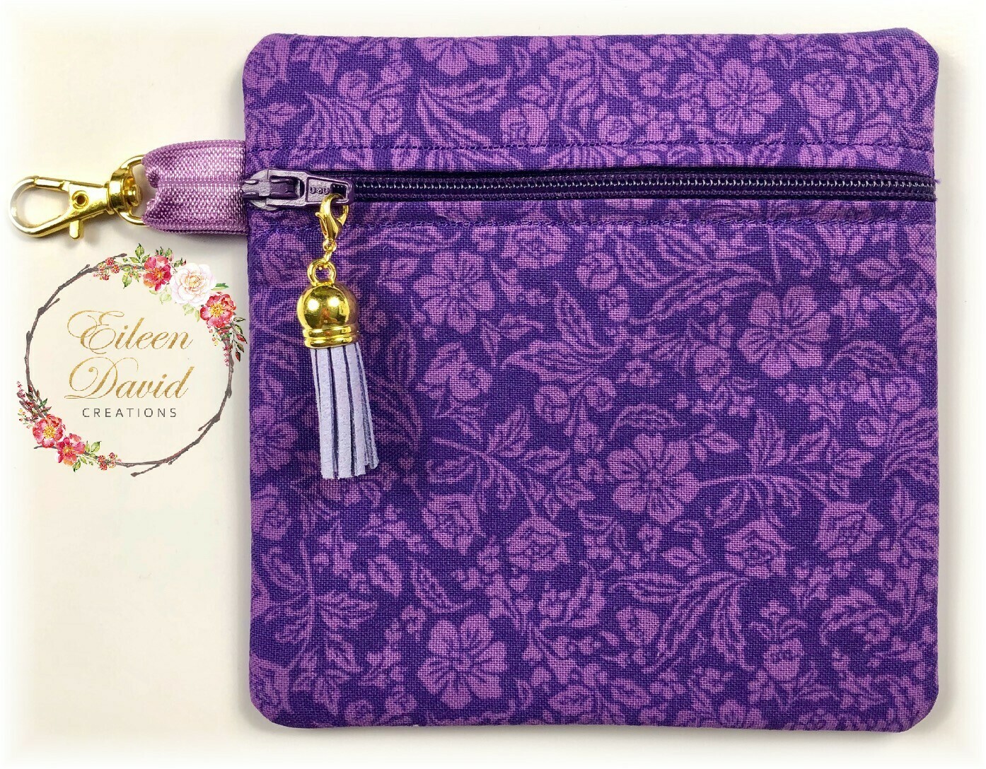 Zipper Bag with Tab &amp; Clasp #7 PRETTY PURPLE