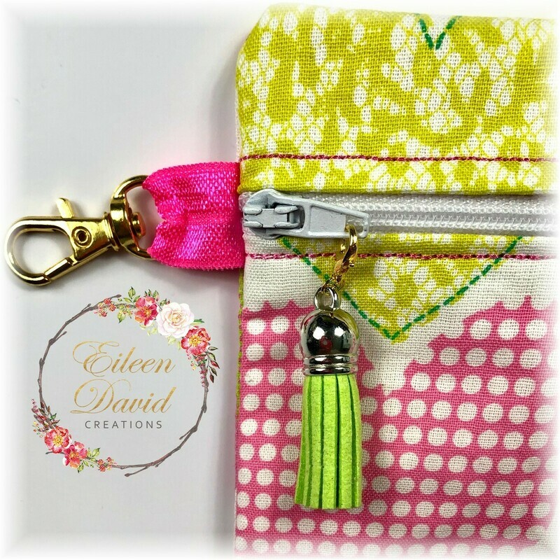 Zipper Bag with Tab &amp; Clasp #8 HEARTS