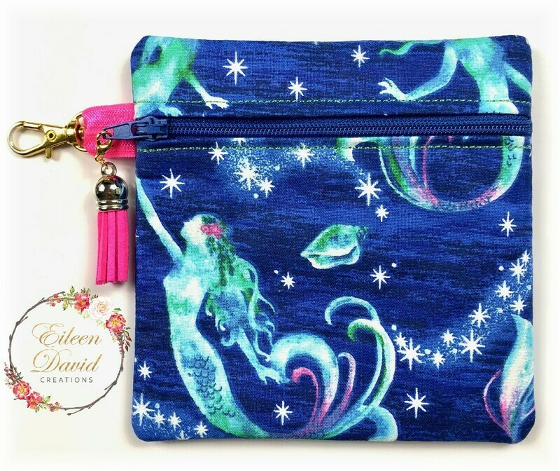 Zipper Bag with Tab &amp; Clasp #6 MERMAIDS
