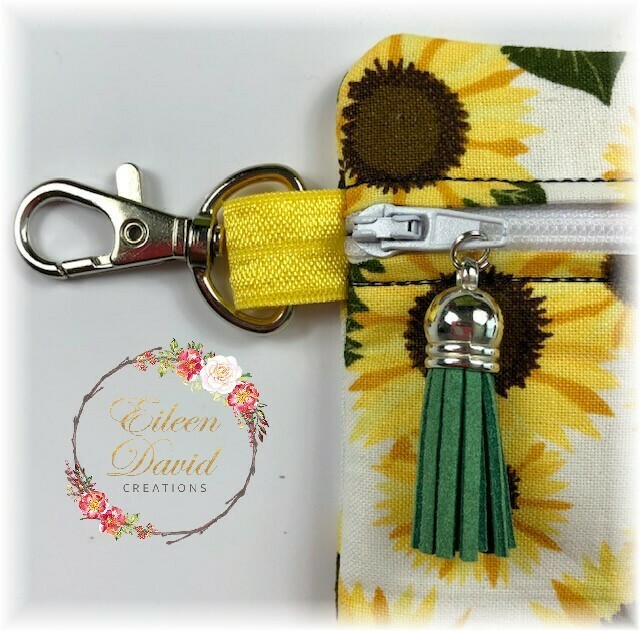 Zipper Bag with Tab &amp; Clasp #12 SUNFLOWERS 3
