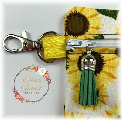Zipper Bag with Tab &amp; Clasp #12 SUNFLOWERS 3