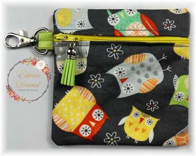 Zipper Bag with Tab &amp; Clasp #14 OWLS