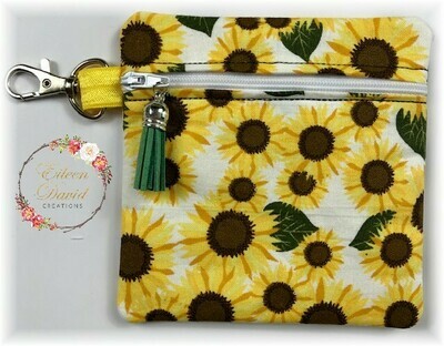 Zipper Bag with Tab &amp; Clasp #12 SUNFLOWERS 3