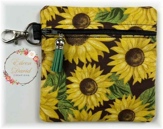 Zipper Bag with Tab &amp; Clasp #11 SUNFLOWERS 2