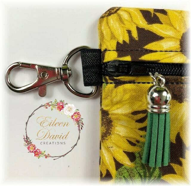 Zipper Bag with Tab &amp; Clasp #11 SUNFLOWERS 2
