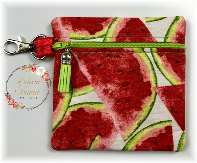 Zipper Bag with Tab &amp; Clasp #16 WATERMELON