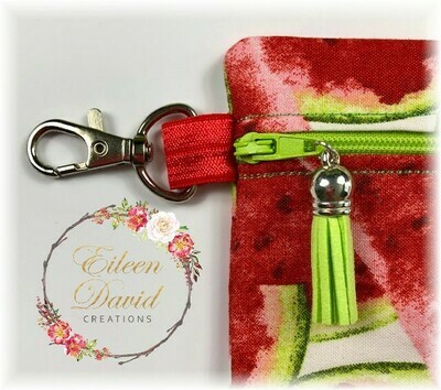 Zipper Bag with Tab &amp; Clasp #16 WATERMELON