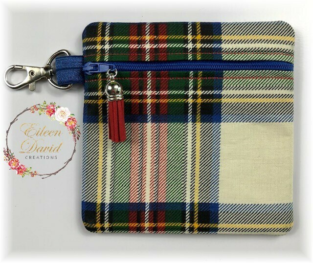 Zipper Bag with Tab &amp; Clasp #18 TARTAN