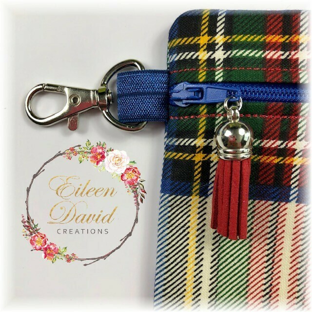Zipper Bag with Tab &amp; Clasp #18 TARTAN