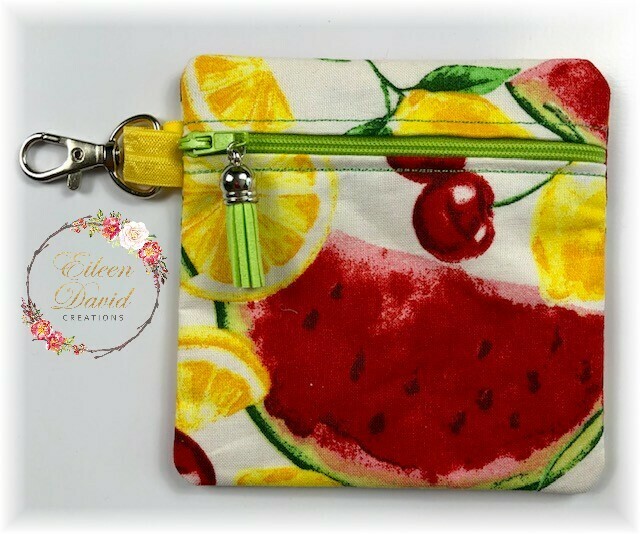 Zipper Bag with Tab &amp; Clasp #19 SUMMER FRUIT
