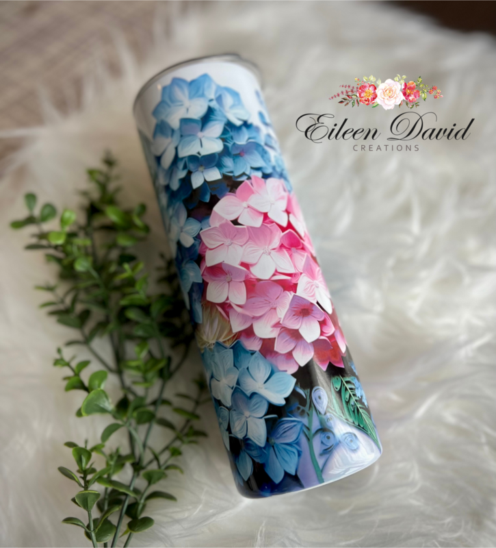 3D Hydrangea 20 oz Sublimated Tumbler