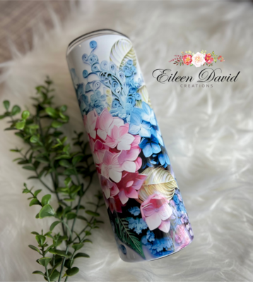 3D Hydrangea 20 oz Sublimated Tumbler
